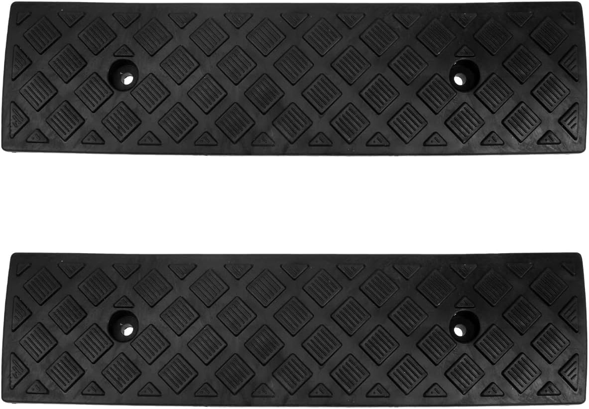 2pcs Rubber Driveway Curb Ramps Portable Lightweight Ramp Loading for Motorcycle Sidewalk Dock(3CM) Black