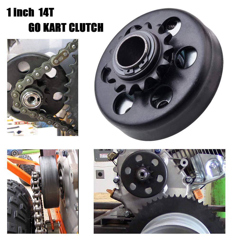 61wkeRxw0wL._SL1001_.jpg MOOSUN Go Kart Centrifugal Clutch 1" Bore for 14 Teeth 40/41/420 Chain Mini Bike Engine with Chain - Image 1
