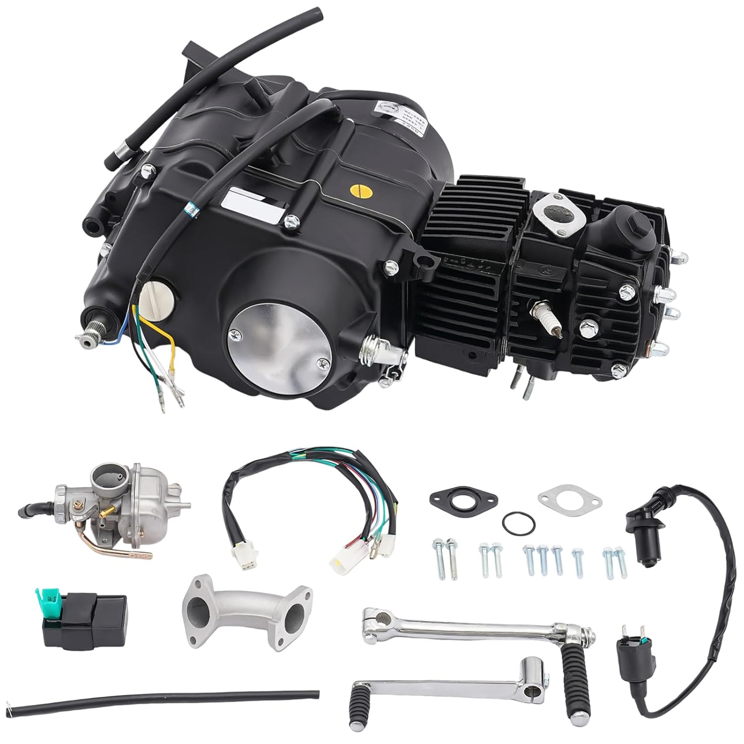 110CC Engine Motor Kit, Engine with Kick Start & Carburetor & 4 Speed, Engine Replacement Kit for Honda CRF50/CRF70/XR50/Z50, Pit Dirt Bike, Black