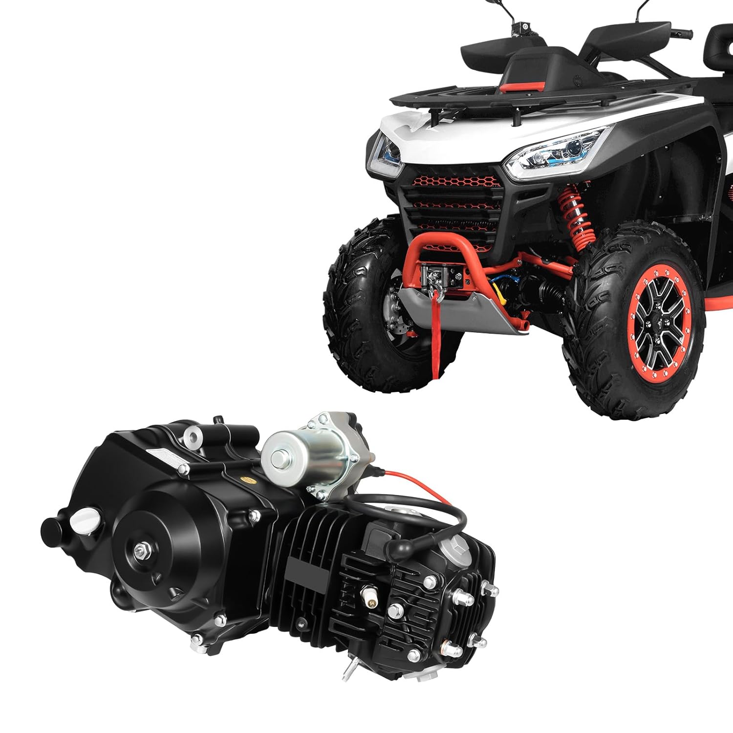 125CC 4-Stroke Motor Engine, 4-Speed Engine Motor Complete Replacement Kit, Electric Start Semi-Auto Motor Engine w/Reverse Electric Start for Motorcycles, Atvs, Go-Karts, Tricycles USA Stock