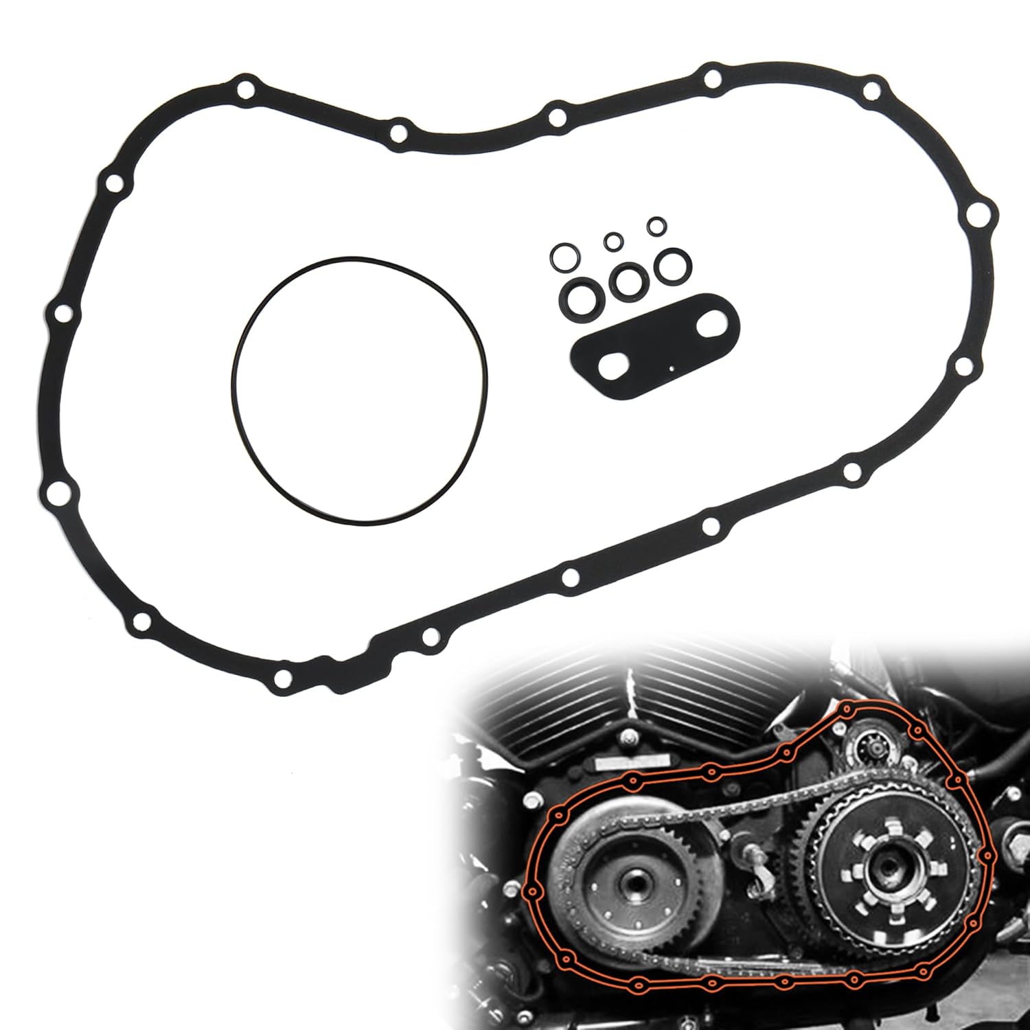 71UlMxrqtfL._SL1500_.jpg 2004-2020 Sportster Primary Cover Gasket Seal Kit, Compatible with Harley Sportster XL 2004-2020 Iron 883 1200 - Image 1