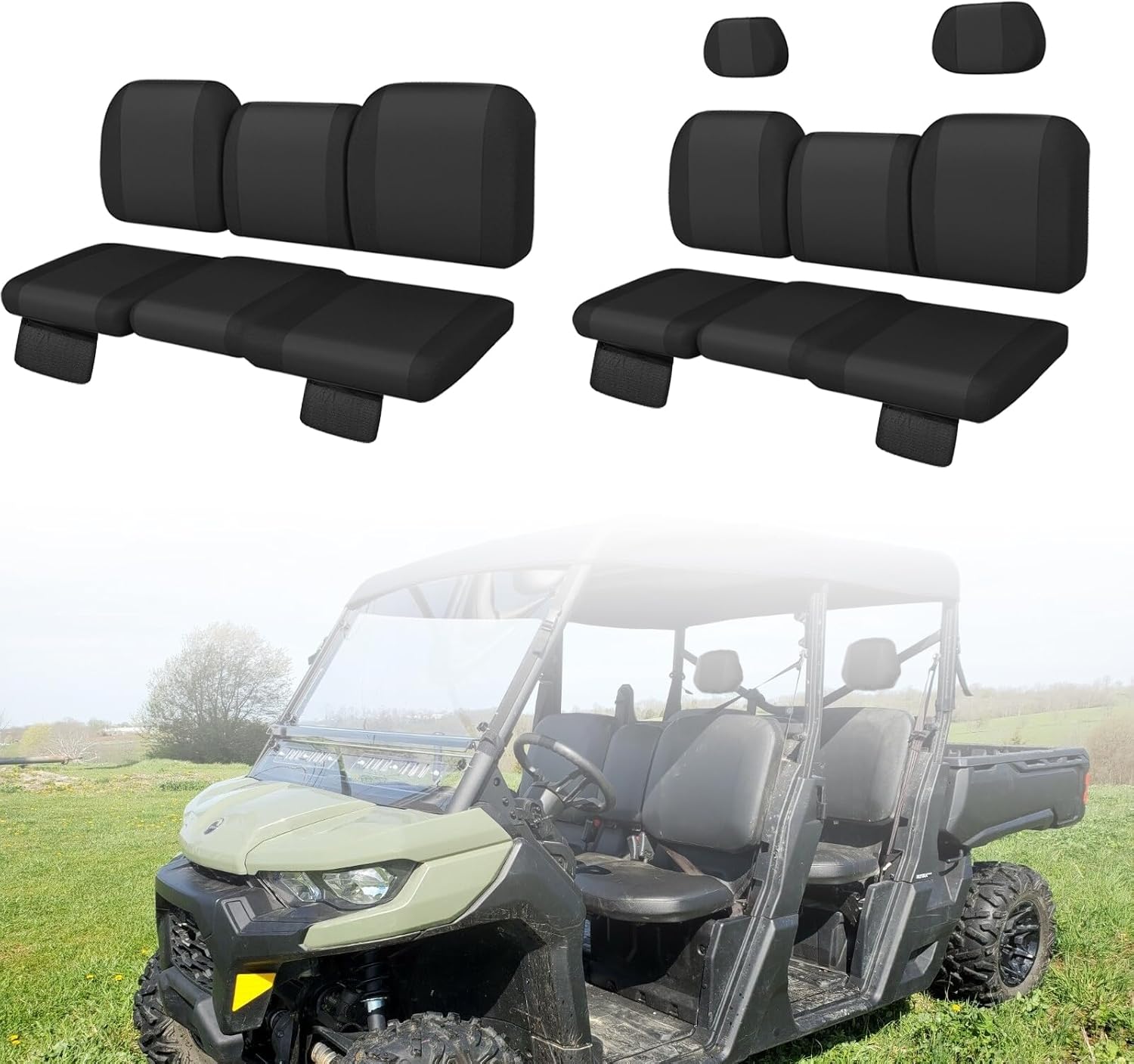71dFJNruQQL._AC_SL1500_.jpg Defender Max Seat Cover with Storage Pockets - Waterproof PU Coatin Compatible with Can Am Defender Max HD8 HD9 HD10 All Models, UTV Seat Covers, Defender Accessories - Image 1