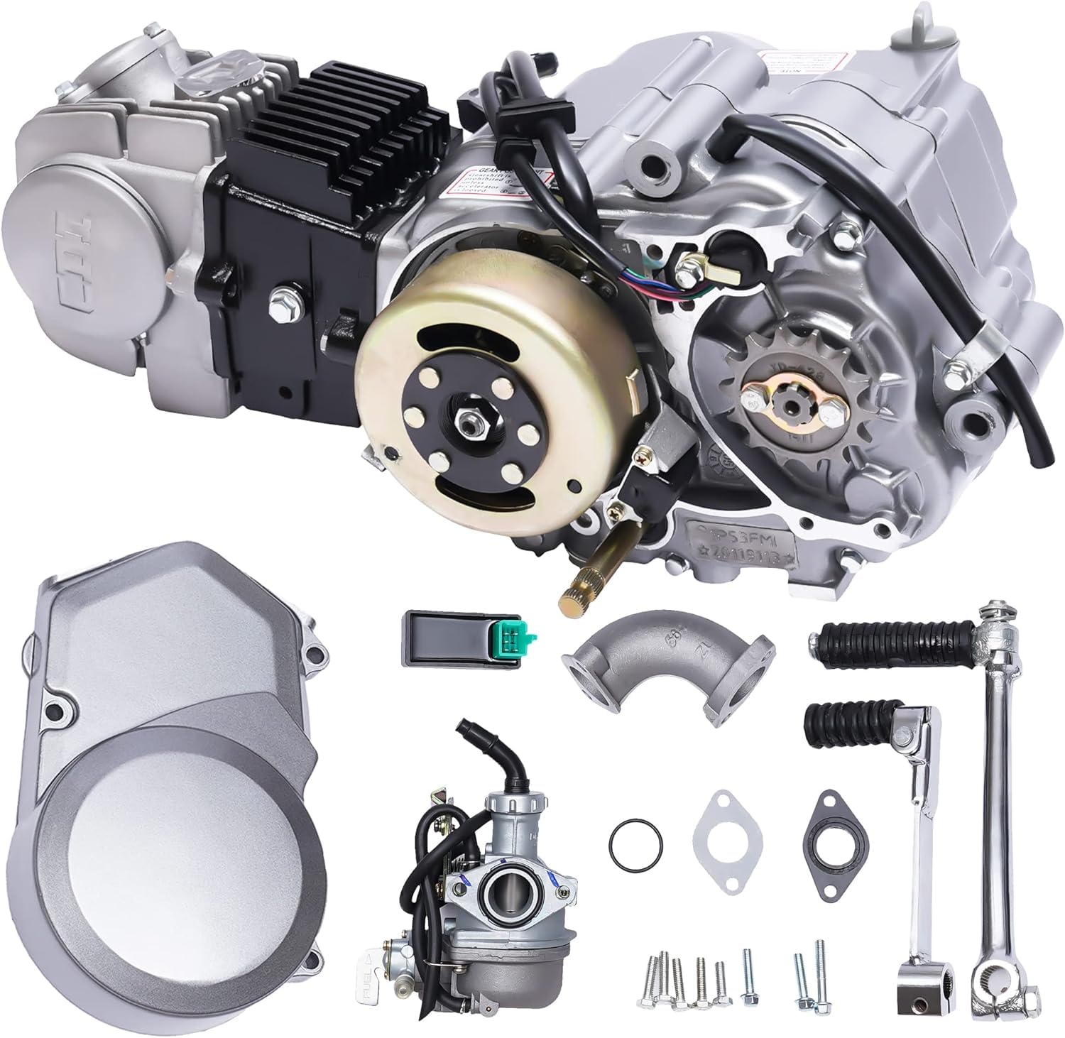 125cc 4 Stroke Engine Motor, CDI Pit Dirt Bike Single Cylinder Manual Clutch Engine Motor Kit Fit for Honda CRF50 CRF70 XR50 XR70 Z50 Spark Plug A7TC Carburetor PZ16J